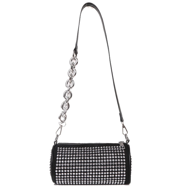 Cross-Border Popular One Shoulder Bag 2022 New Online Influencer Fashion Trend Rhinestone Chain Bag Elegantquality round Bag