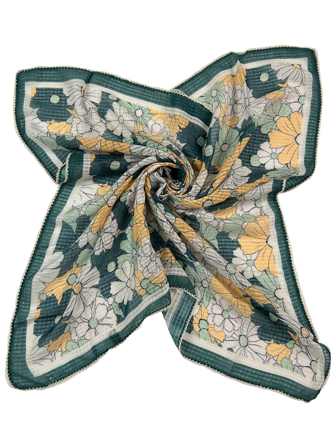 New Cross-Border Fashion All-Match Fresh Cotton and Linen Texture Printed Small Square Scarf Factory Wholesale