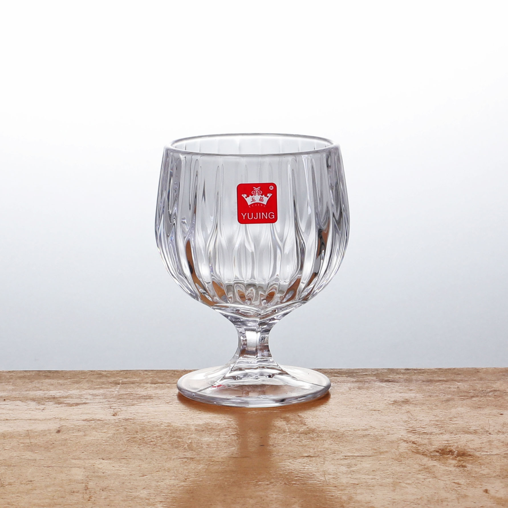 玉晶新款晶白料条纹杯剑纹玻璃杯果汁杯饮料杯高脚杯ktv酒店家用