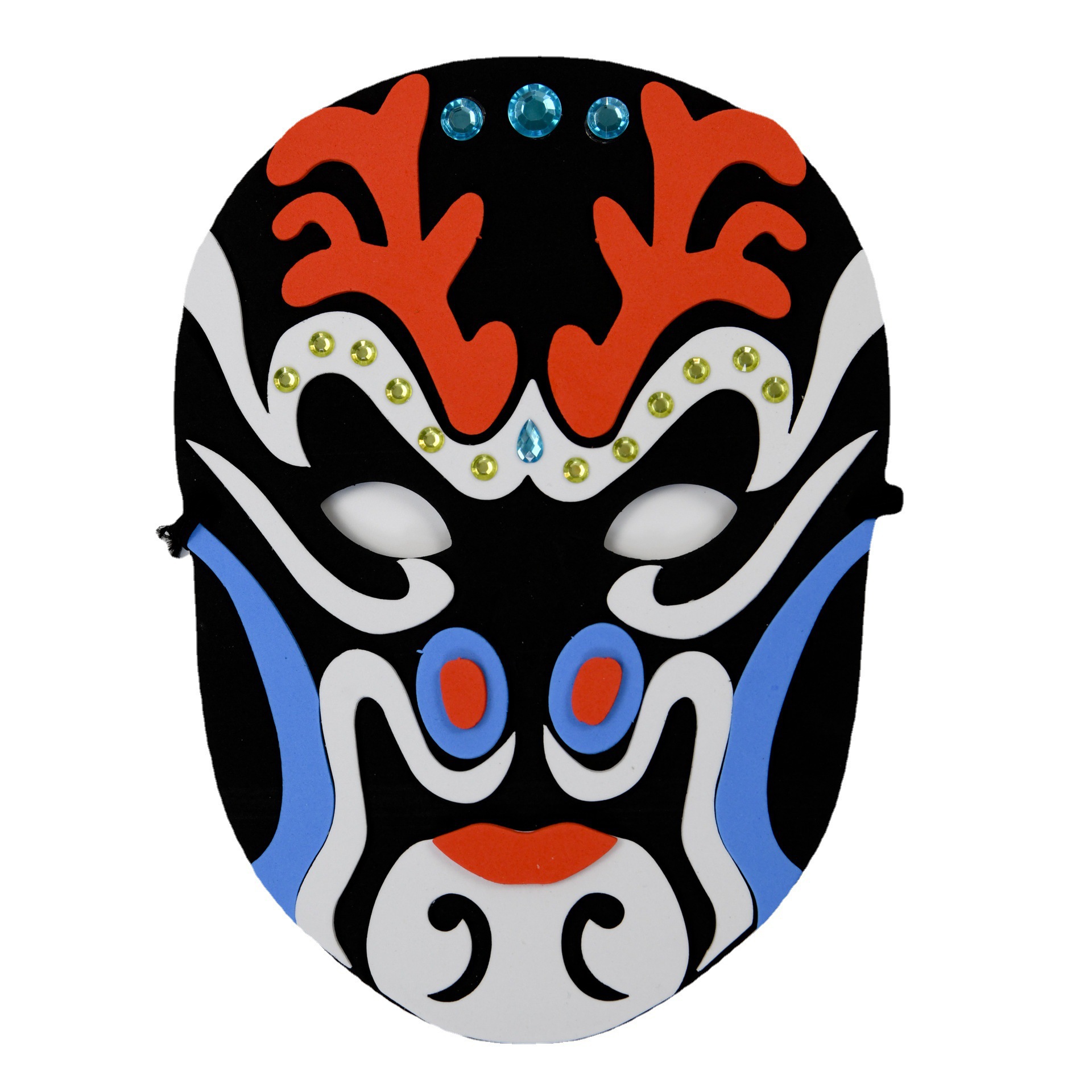 创意eva中国风京剧脸谱面具红脸儿童手工diy制作材料包粘贴画大号