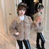 girl Fur imitation coat CUHK Winter clothes new pattern children Small fragrant wind sweater coat CUHK jacket