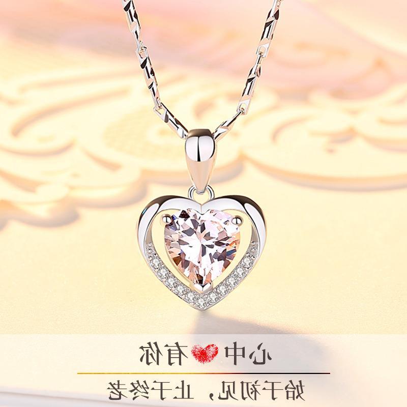 心中有你s925银吊坠镀厚铂金18k项链女锁骨链七夕情人节 代发批发