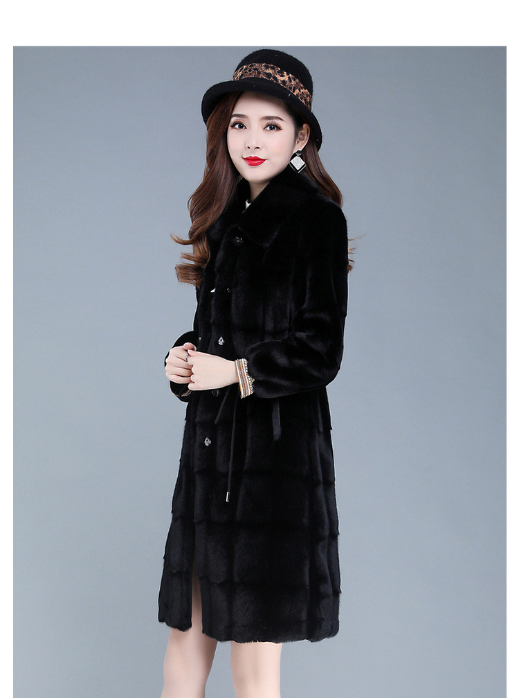 水貂绒气质毛呢2020年新款秋冬皮毛一体中长款加厚外套大衣女