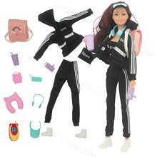 整套含娃娃30厘米巴比露营背包客登山运动装野外超模体独立包装