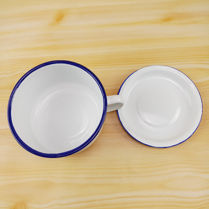厂家直销个性语搪瓷快餐杯老式怀旧饭盒泡面碗带盖保鲜盒定制logo
