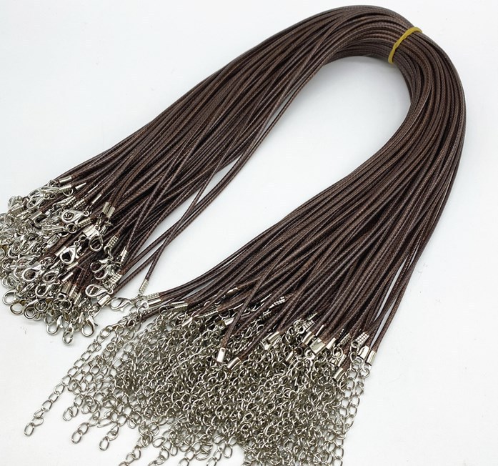 0深咖色蜡皮绳项链绳韩国蜡线饰品配件龙虾扣皮绳黑皮绳d31-阿里巴巴