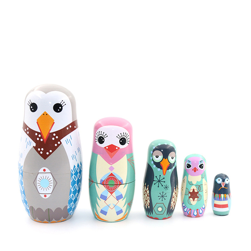 创意礼品 新款猫头鹰玩具 俄罗斯套娃5层 18cm旅游工艺品摆饰家居