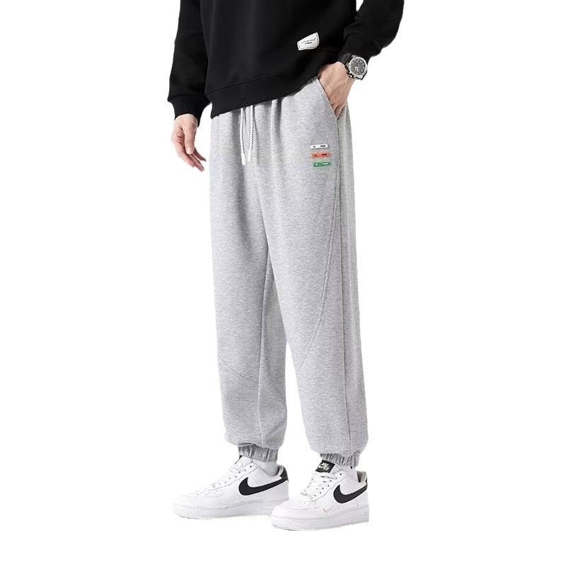 Autumn and Winter Fleece-Lined Thickened Casual Pants Men's Autumn Sweatpants Large Size Loose plus Size Ankle-Tied Sports Pants