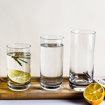 简约直身玻璃杯圆形透明漱口杯可喷色酒店早餐果汁杯子商用玻璃杯