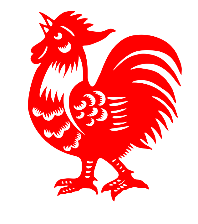 96大红公鸡剪纸镂空玻璃贴不干胶窗花墙贴装饰门画自