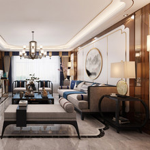 新中式实木沙发组合现代简约客厅家具布艺小户型别墅样板间售楼处