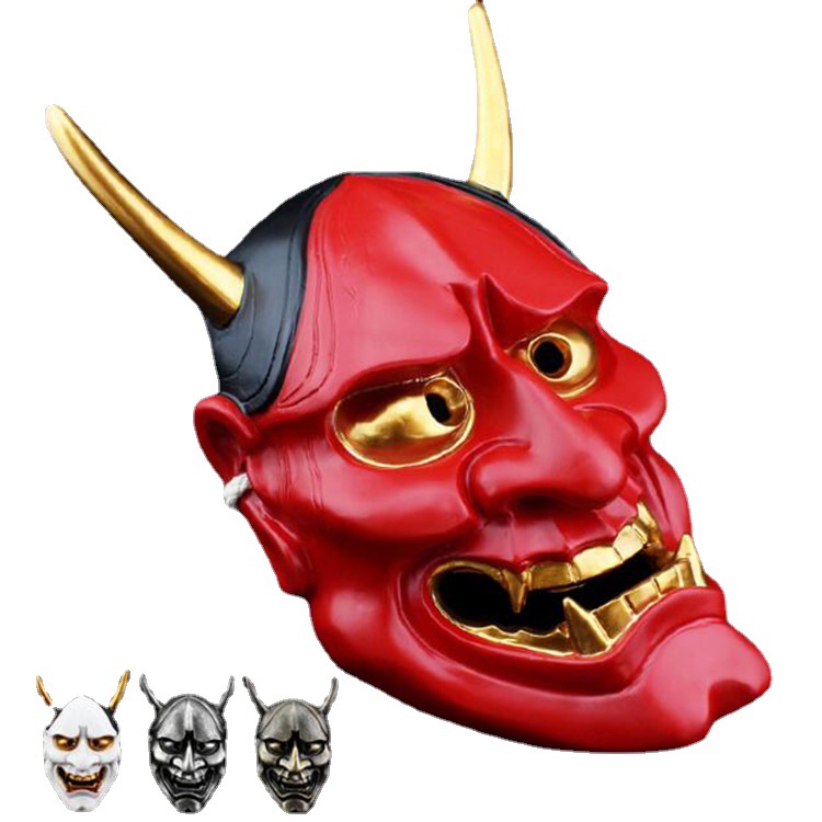 红白银笑脸般若面具万圣节脸罩鬼首鬼脸般若电影年会脸谱派对道具