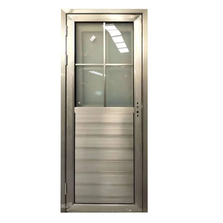 简约半玻半板卫生间厕所门钢化玻璃洗手间门钛镁铝合金厨房平开门