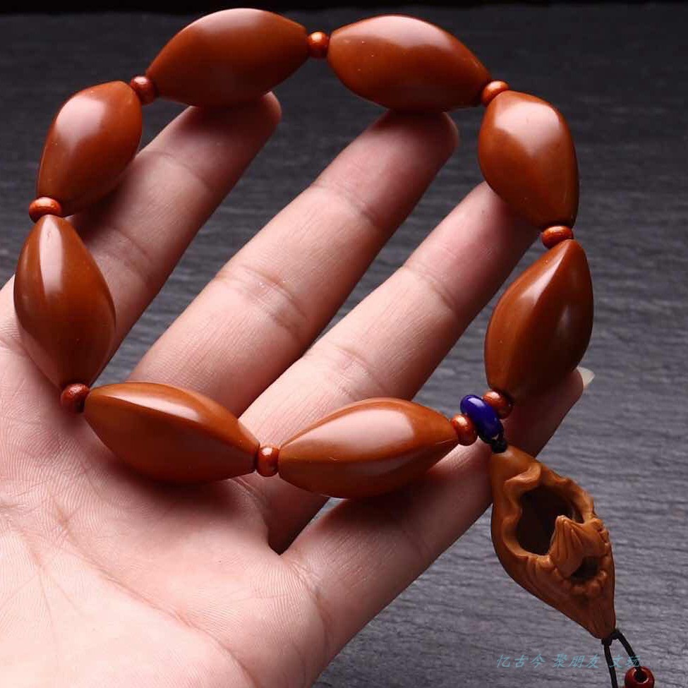 橄榄核雕刻公关手串文玩佛珠达摩手链观音赐福挂坠手持无相佛念珠