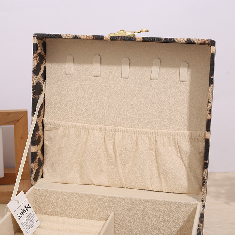 Fashion Leopard Print High-End Fashion Retro Jewellery Box with Lock Ear Stud Necklace Storage Accessories Packing Box