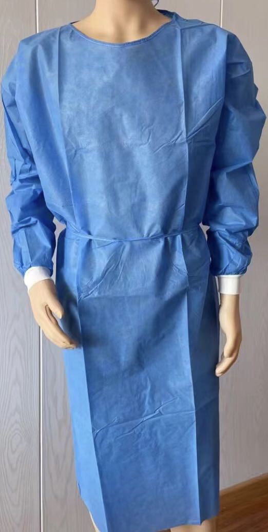 一次性隔离衣45克sms蓝色隔离衣防护服防水透气加厚反穿衣隔离服