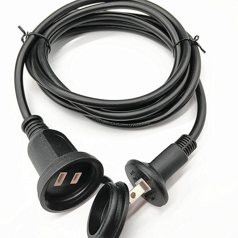 厂家供应日本电源线 二芯日本防雨型插头电源线 公母对插延长线