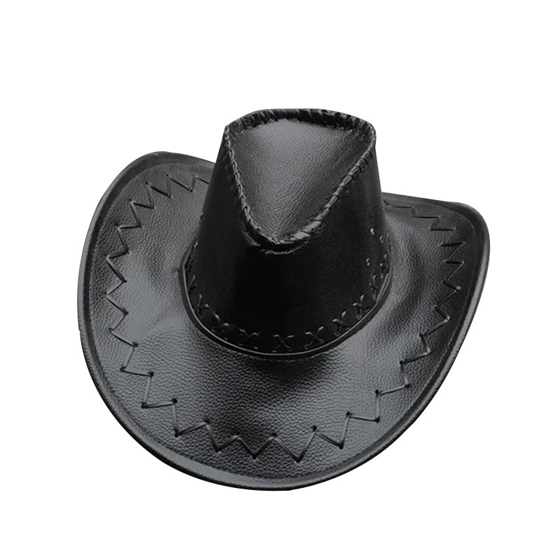 Factory Wholesale Western Cowboy Hat Leather Vintage Knight Hat Men and Women Cool Big Brim Sun Hat One Piece Dropshipping