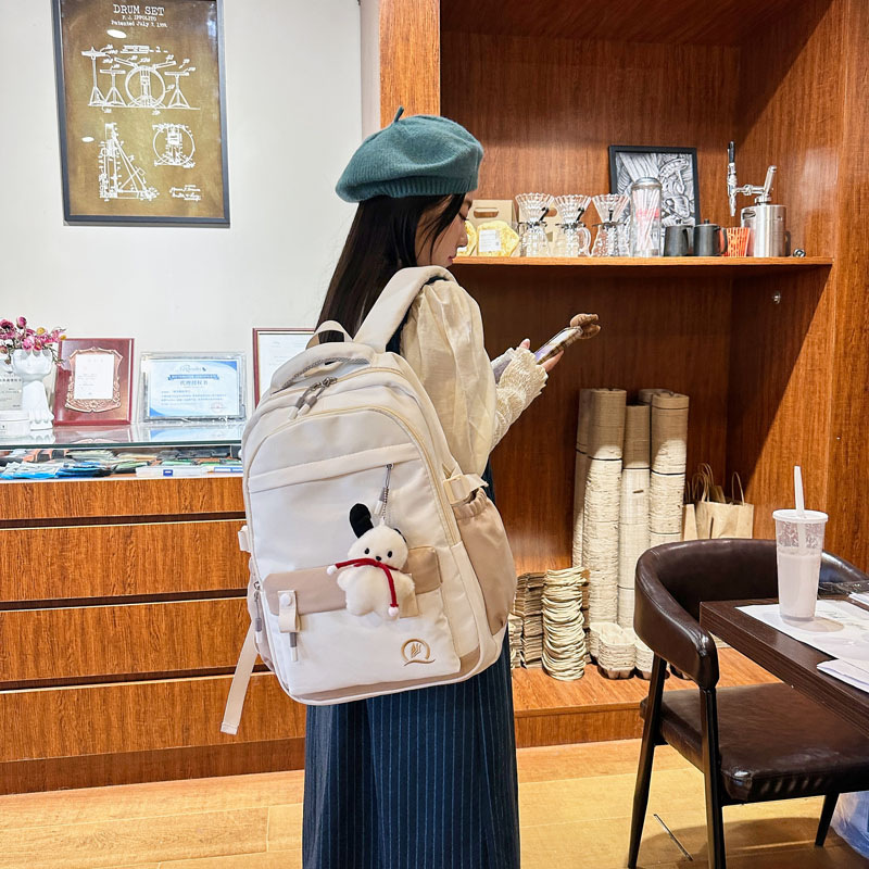 书包女大学生双肩包原宿风初高中生校园学生背包撞色户外旅行包