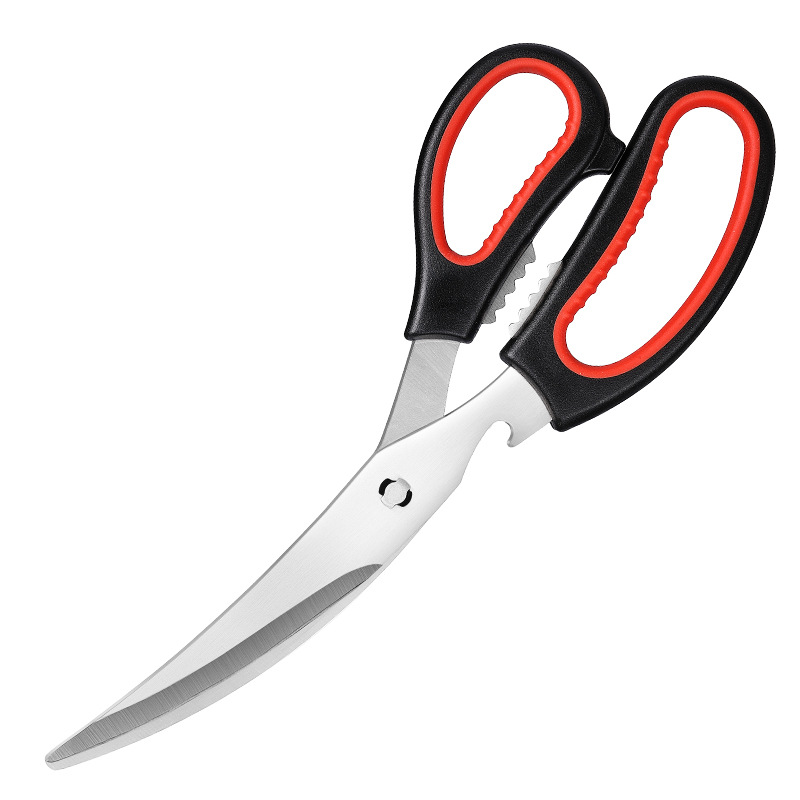 Korean-Style Stainless Steel Barbecue Scissors Curved Blade Kitchen Scissors Roasted Meat Scissors Kitchen Scissors Knife Kitchen Chicken Bone Scissors Wholesale