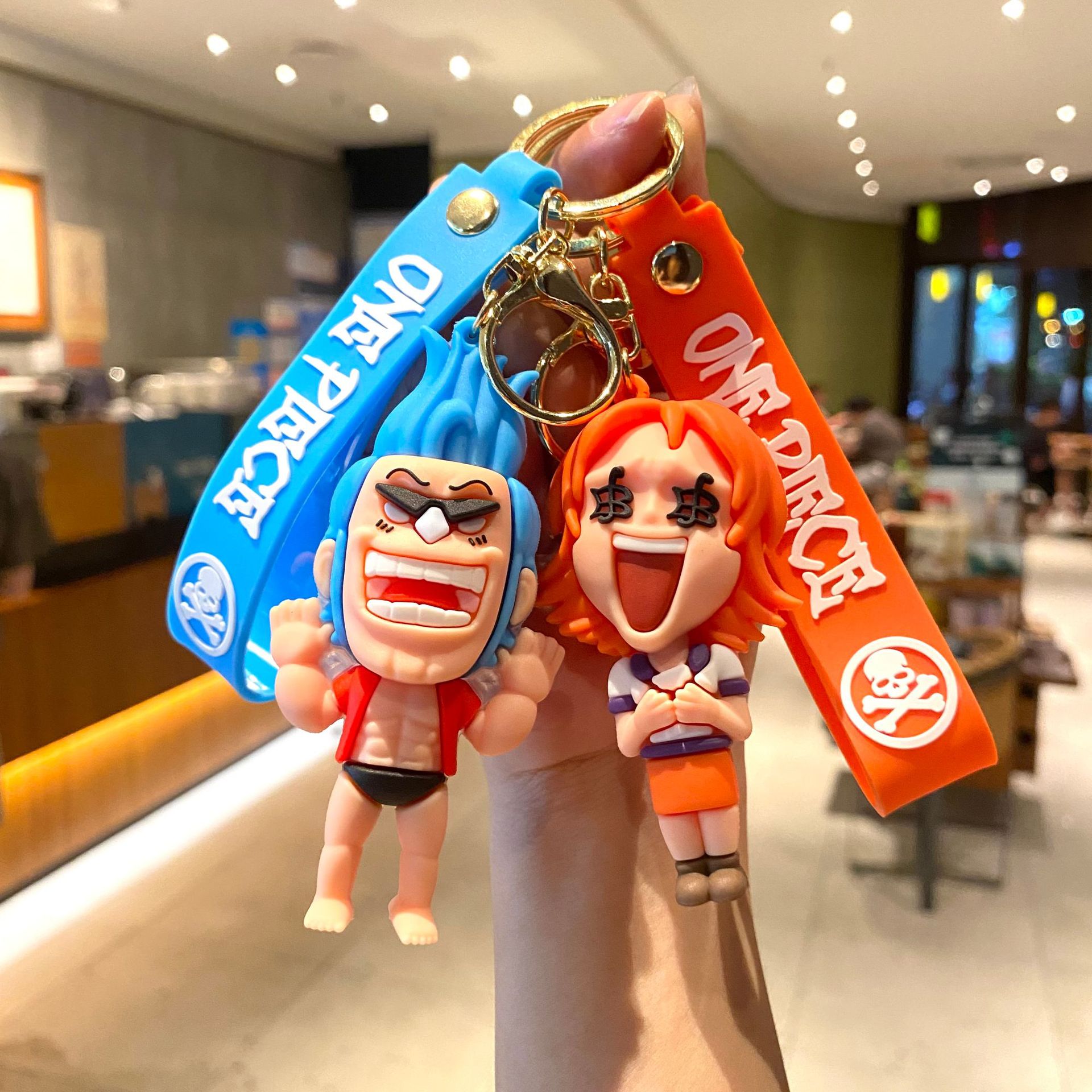 One Piece Cartoon Key Button Luffy Chopper Doll Schoolbag Pendant Car Key Chain Crane Machine Wholesale