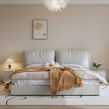 主卧大床新款奶油风大象床科技布艺床床双人1.8x2米1.5米高箱