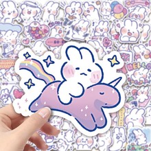 120张不重复韩国ins可爱小兔子贴纸卡通表情包手账素材防水贴纸.