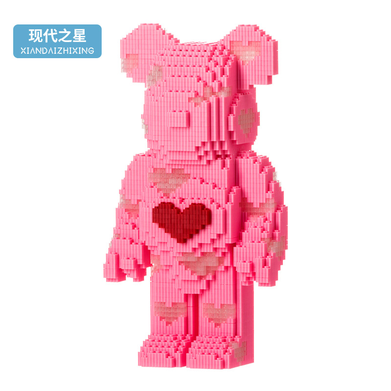 Violent Bear Assembling Building Blocks Decoration Compatible with Lego Internet Celebrity Building Blocks Small Particle Educational Toys Assembling Adult Gifts