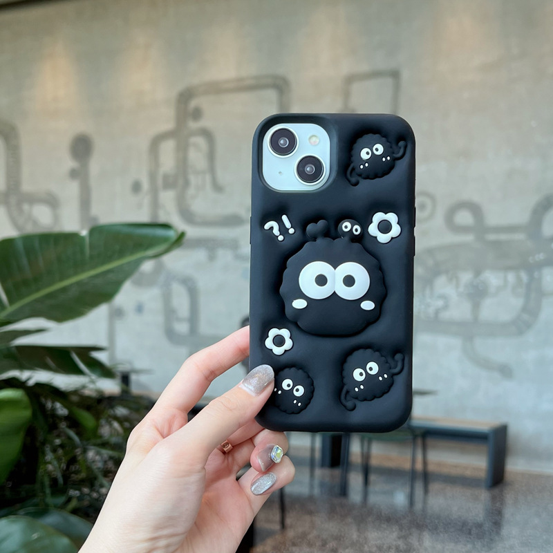 支架黑煤球14promax/13proplus手机壳适用iphone11/硅胶套12pro