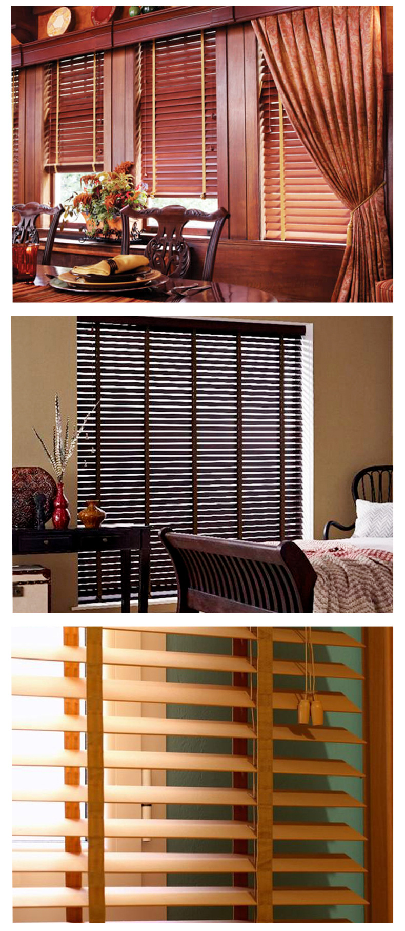 中式木质百叶窗 家用遮光百叶窗帘 办公防水升降手拉绳百叶窗帘