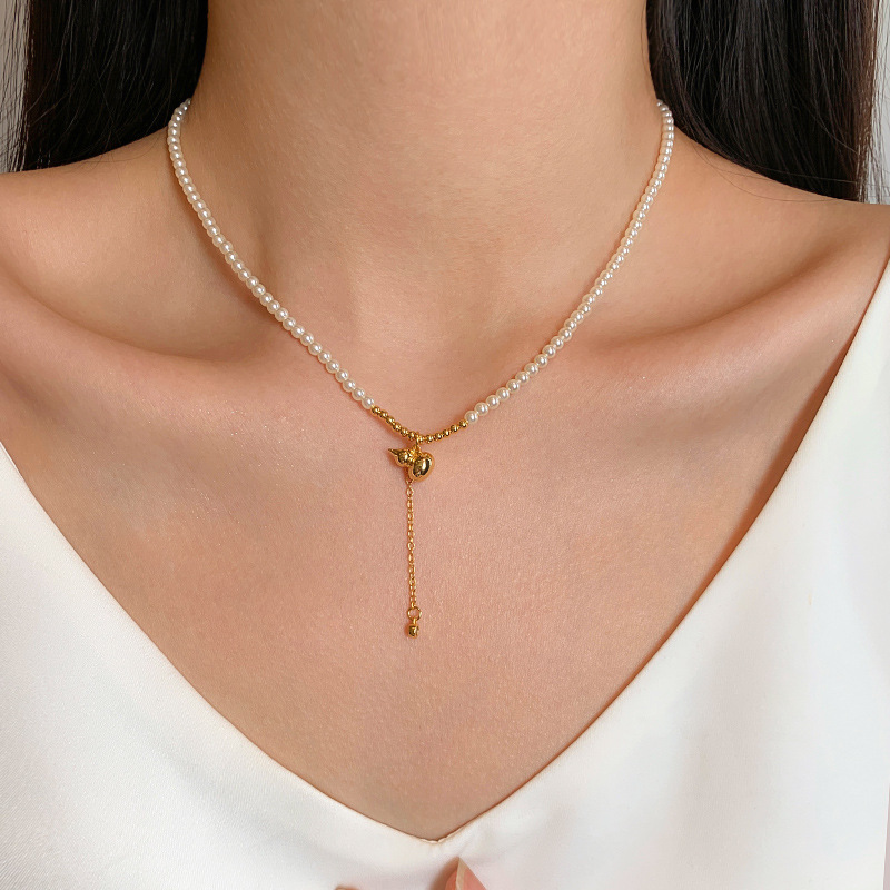 earrings jewelry high-end affordable luxury clavicle chain neck chain s baby fine pearl small rice-shaped beads calabash pendent necklace for women