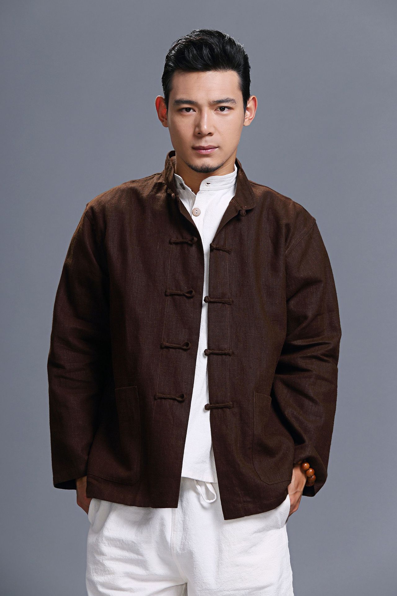 麻凡 面料男装改良唐装对襟衣 苎麻中式盘扣 开衫 多色可选