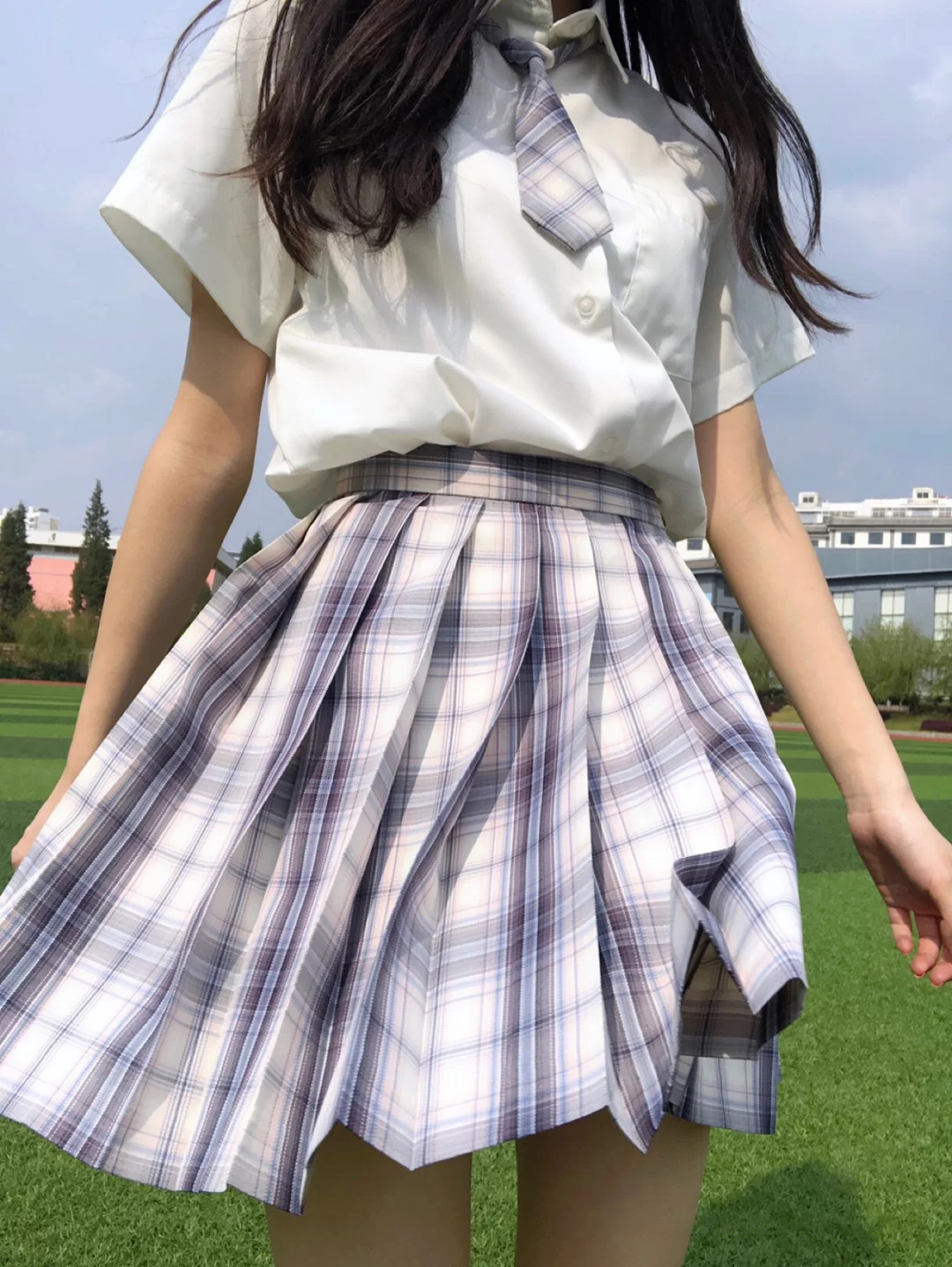 日系学院高腰格子白夜霓虹格裙jk制服百褶百折半身春秋夏学生校服