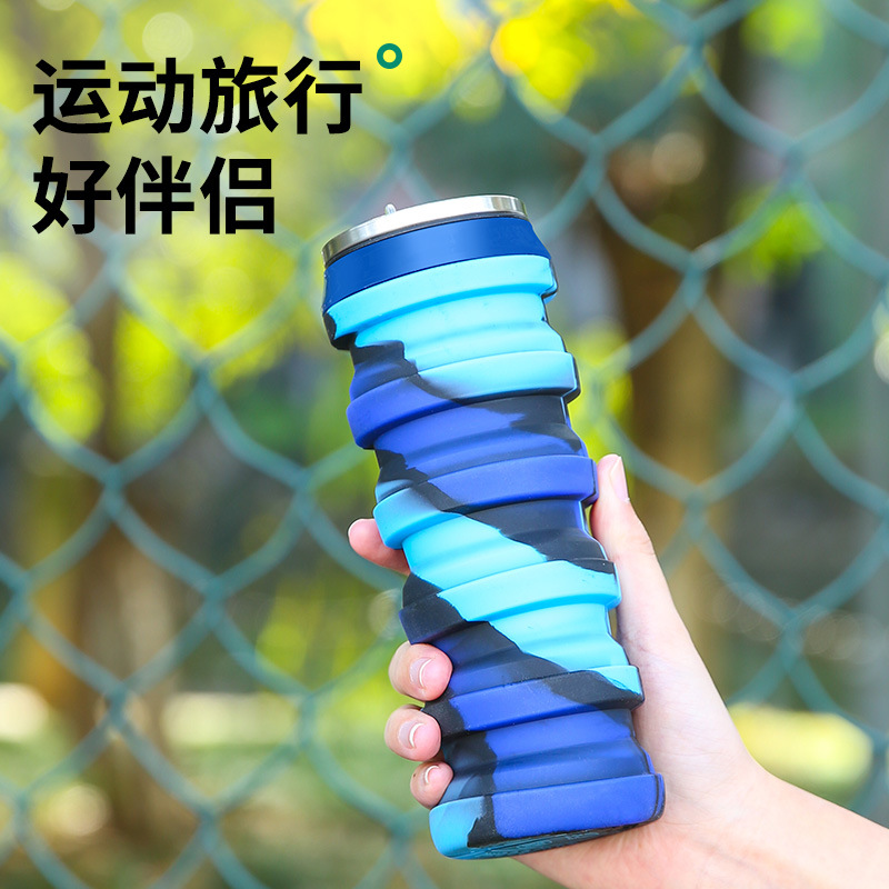 Source New Silicone Folding Cup Cola Cans Retractable Sports Water Bottle Custom Printing Gift Cup