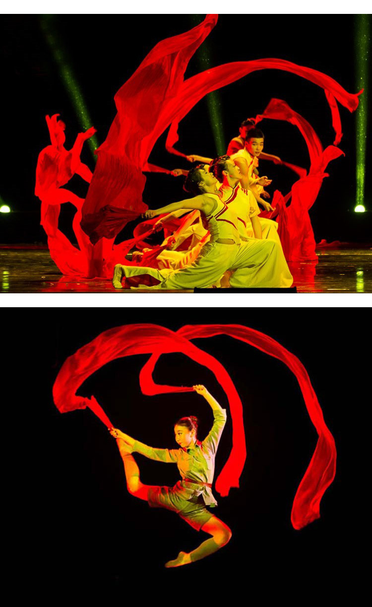 红色摇篮舞蹈大扇子红色真丝跳舞扇加长表演演出道具加长绸扇双面