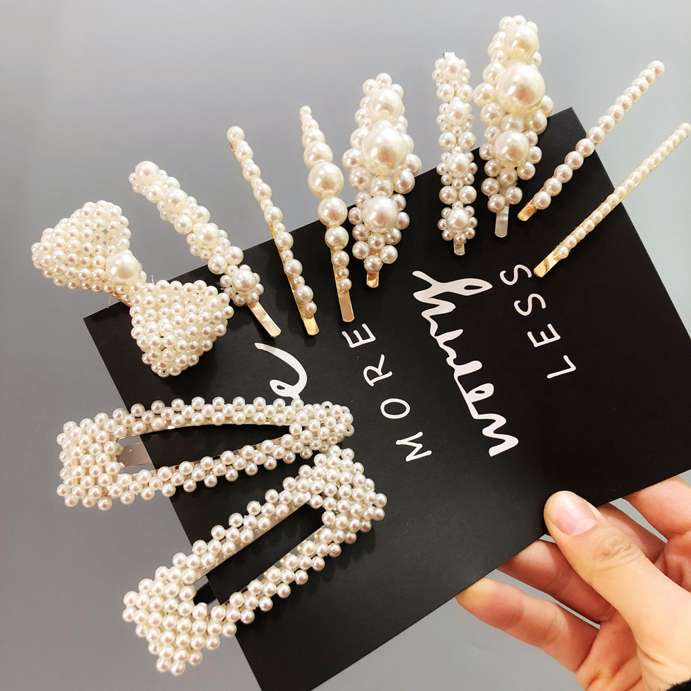 加工定制珍珠发夹边夹刘海一字夹少女网红成人卡子侧边bb夹子发饰