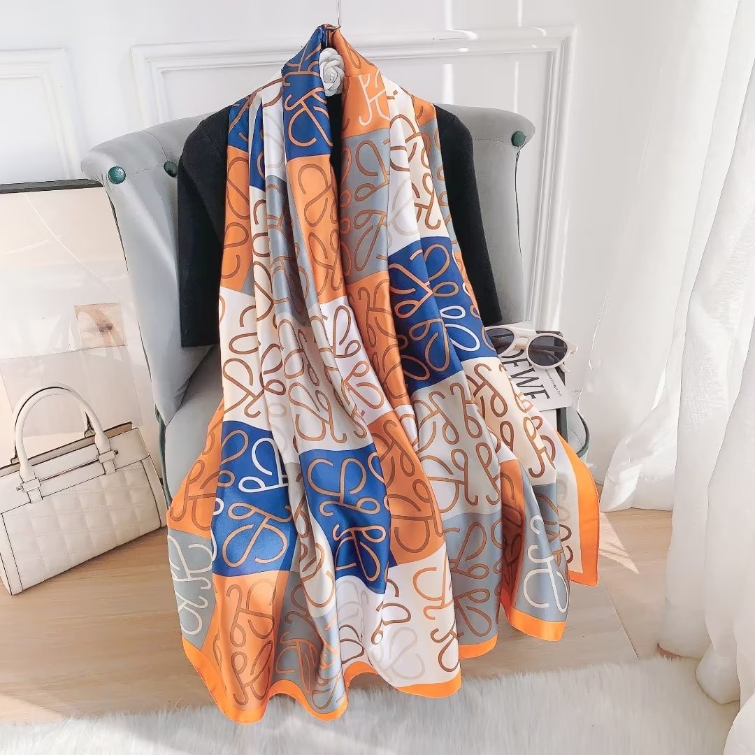 2023 spring and summer new silk satin printing women‘s versatile casual scarf foreign trade new silk scarf