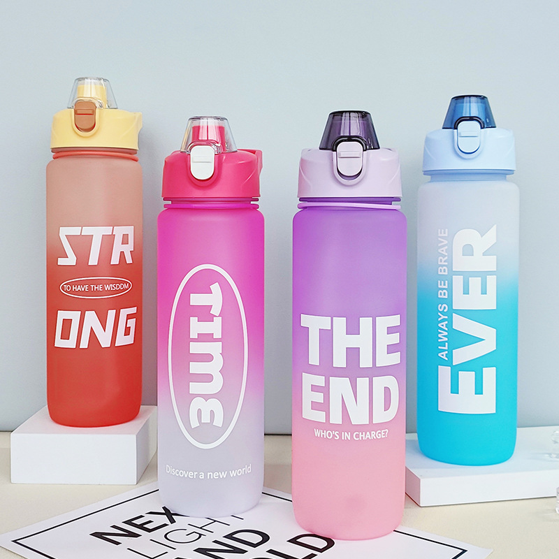 Spot New 1100ml Frosted Colorful Sports Water Cup Plastic Sports Water Bottle Cross-Border Direct Supply Convenient Water Cup