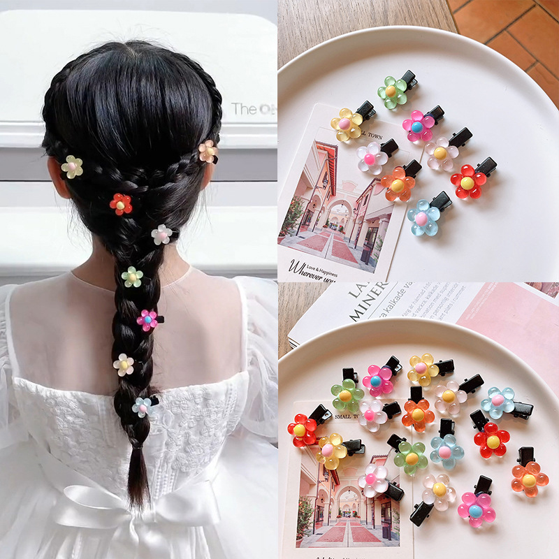 Colorful Small Hairclip Cute Korean Style Children's Flower Jelly Headdress Trending Girl Bang Hairpin Women's Clip