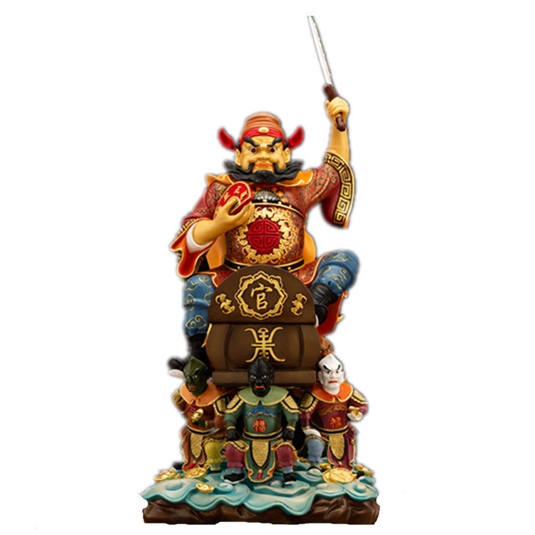 五鬼运财钟馗 纯铜鎏金彩绘佛像 神像 钟馗捉鬼 除灾打鬼