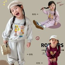 韩国女童套装两件套纯棉宝宝春秋季新款中小童装韩版洋气儿童批发