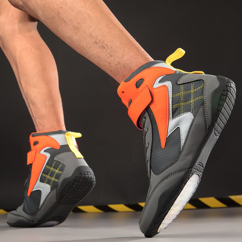 跨境摔跤鞋散打鞋靴透气搏击长靴专业比赛鞋高帮格斗训练鞋拳击鞋