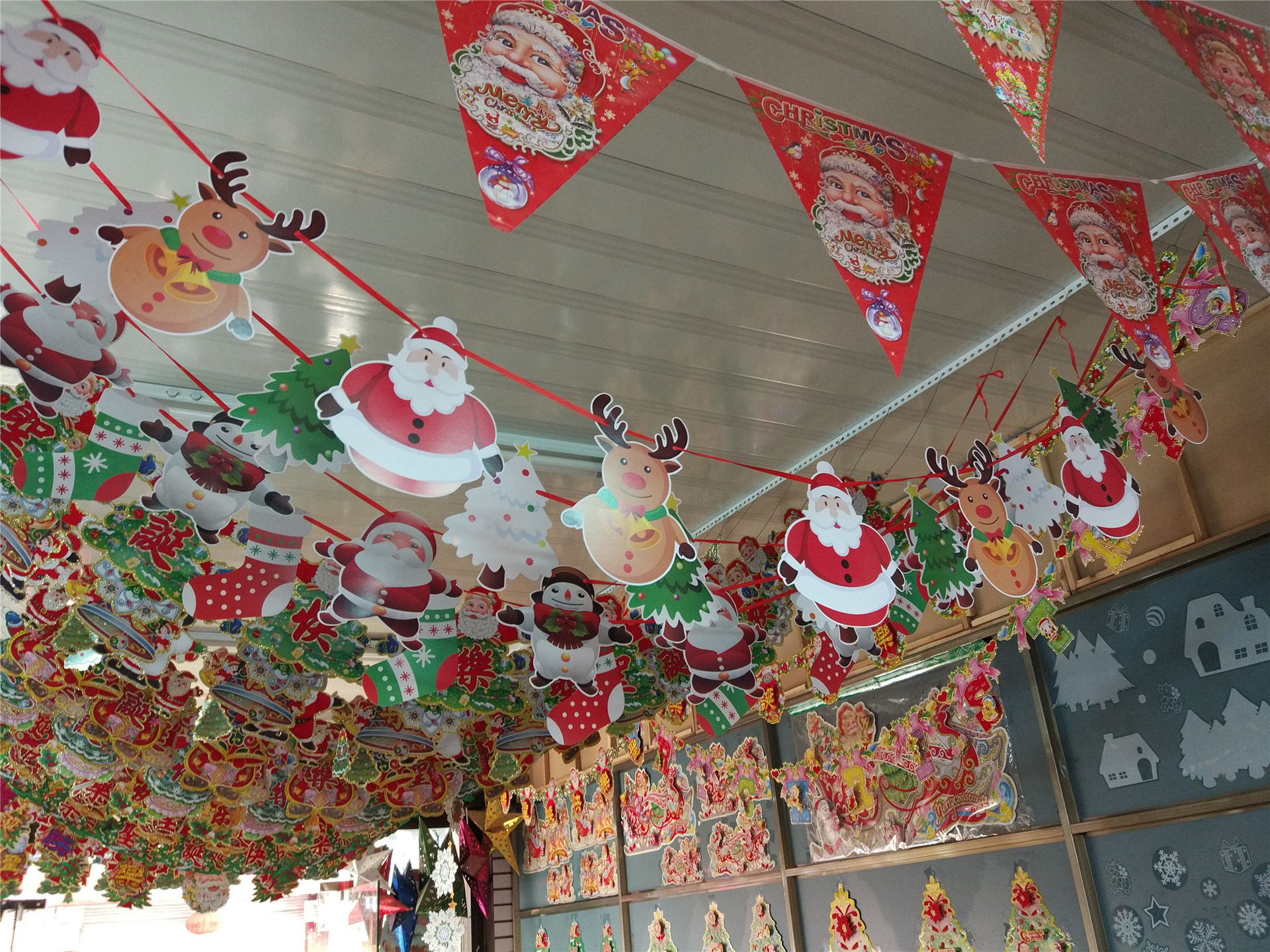 圣诞节拉旗挂饰吊旗场景布置用品装饰品挂件彩旗三角串旗挂旗批发