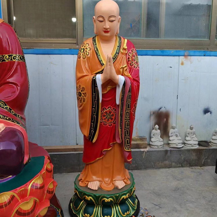 恒林雕塑地藏王菩萨佛像纯铜彩绘闵公道明护法尊者铜佛像制作厂家