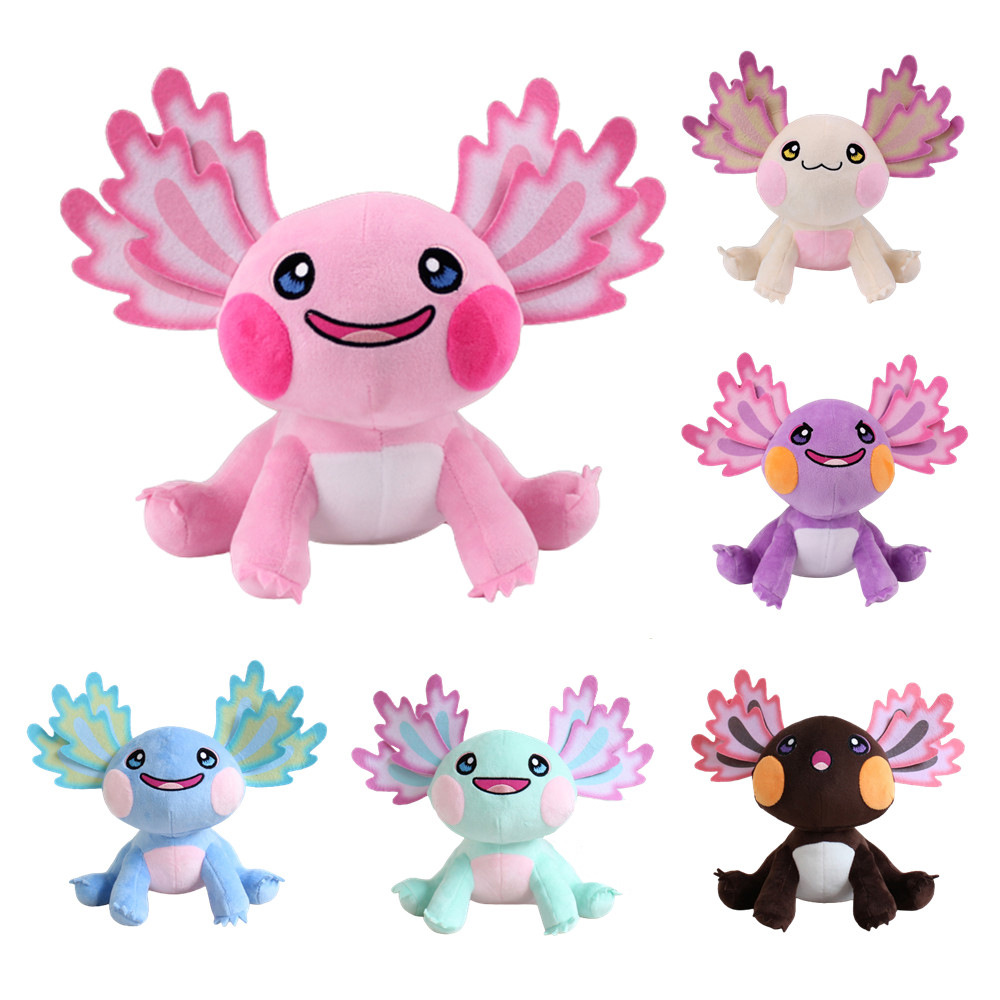 现货跨境新品axolotl plush可爱卡通六色蝾螈公仔摆件毛绒玩具采购