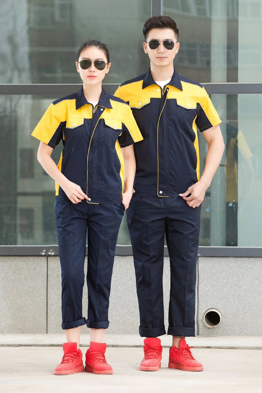 工作服定做夏季短袖工装工作服车间员工工程维修劳保服定制印logo