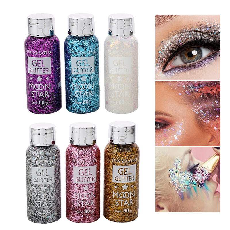 跨境专供爆闪亮片眼影啫喱大容量镭射闪粉液体眼影身体炫彩舞台妆