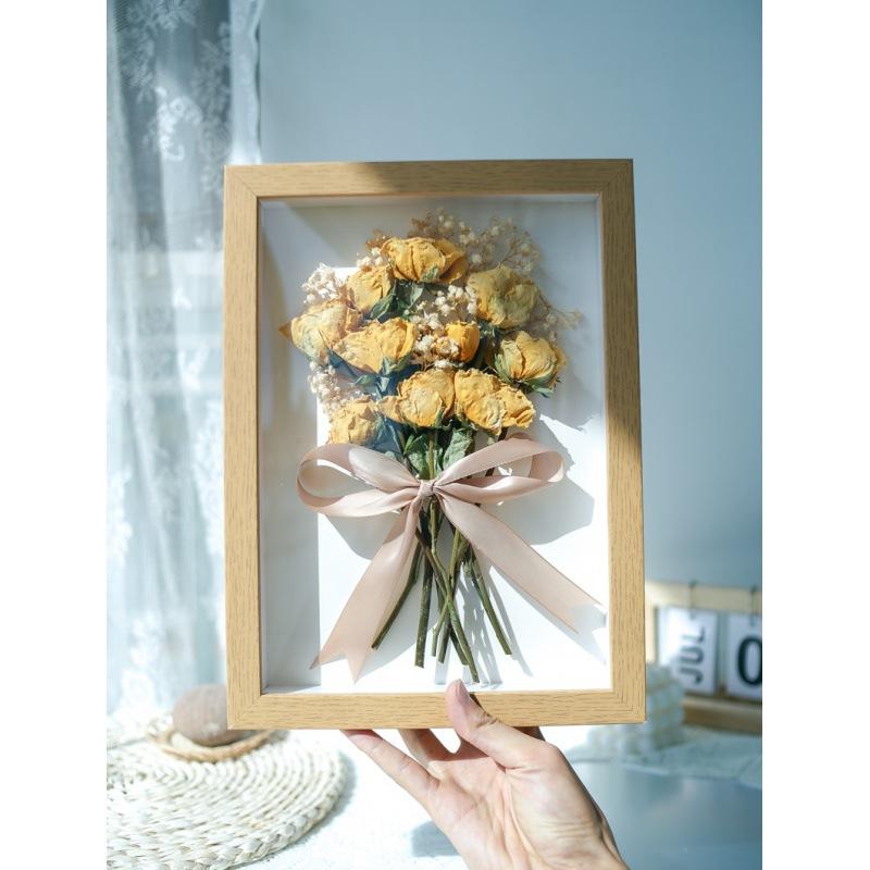 干花相框成品玫瑰diy物装饰永生花立体中空情侣闺蜜礼创意展示框