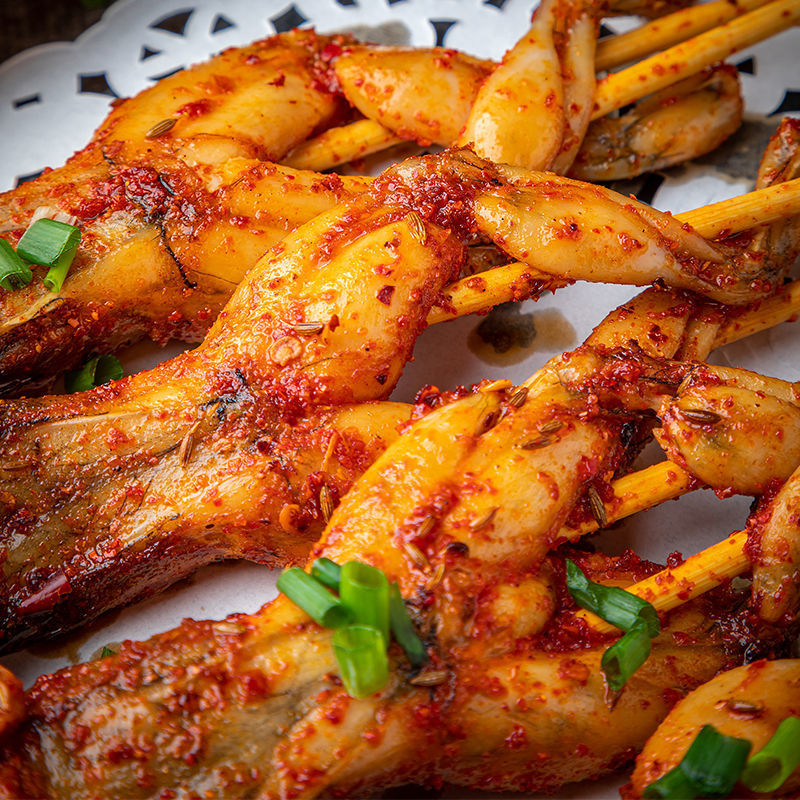 新鲜蛙串烧烤串香辣青蛙田鸡串牛蛙串10串新鲜冷冻烤串半成品食材