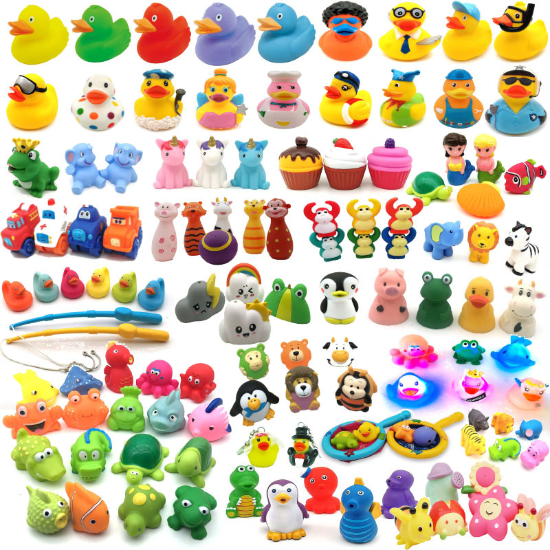 现货洗澡玩具搪胶小黄鸭婴儿童捏捏戏水鸭子宝宝游泳玩水软胶玩具